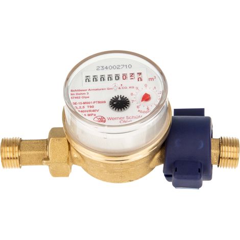 Einstrahlzähler ETK Kombi-Set (Warmwasser) bis 90 Grad Länge 80 mm, inkl. Verschraubungen 3/4 Zoll x 1/2 Zoll AG, Plombierschelle (1/5)