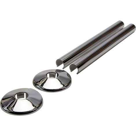 Chrome Pipe Covers Radiators and Towel rails Greenedhouse SnapFit 2 pack 200mm Long 15mm pipe Central Heating Clip On Covers Snappit