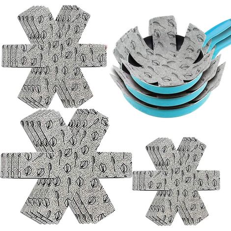 Protection Casserole Et Poele,Ensemble De 6 Pièces Et 3 Pièces De Tailles Différentes,Les Séparateurs Protege Poele/Disque Sont Antidérapants Pour Éviter Les Rayures Ou Les Dommages Lors De l'Empilage (1/5)