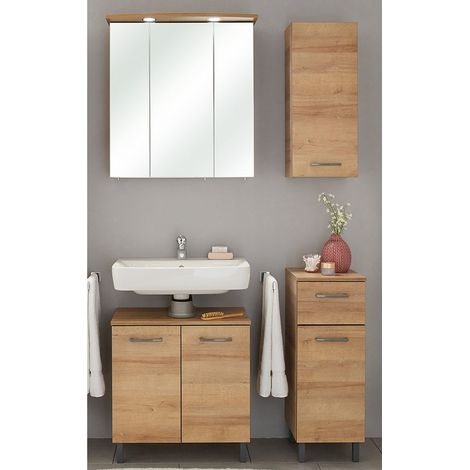 Badkombination 4-tlg. RECIFE-66 mit Spiegelschrank und Waschbecken-Unterschrank - B/H/T: 105/200/33cm (1/5)