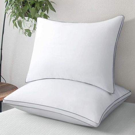 Lot de 2 oreillers volumineux 50x70 cm – Garnissage en microfibre – Enveloppe en polyester anti-acarienne – Lavable en machine (1/5)