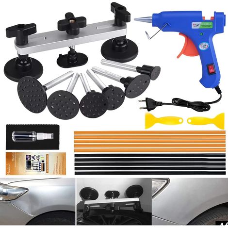 Kit para eliminar abolladuras sin pintura, herramientas para reparar carrocerías, kit para eliminar abolladuras de automóviles con pistola de pegamento, barras de pegamento caliente para abolladuras d