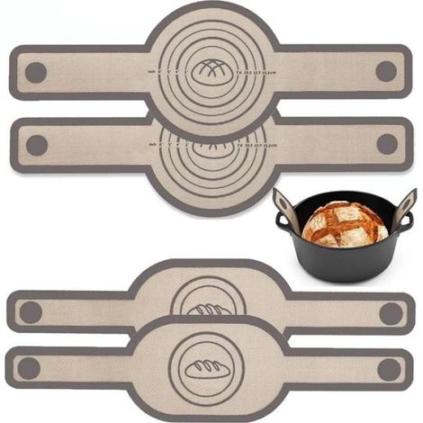 Élingue À Pain Silicone - Résistant Jusqu'à 230 °C - Pour Four Hollandais - Ovale Et Ronde - Lot De 4 (1/5)
