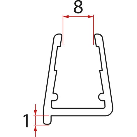 Joint inférieur sous verre plein 8mm, 1000mm (1/3)