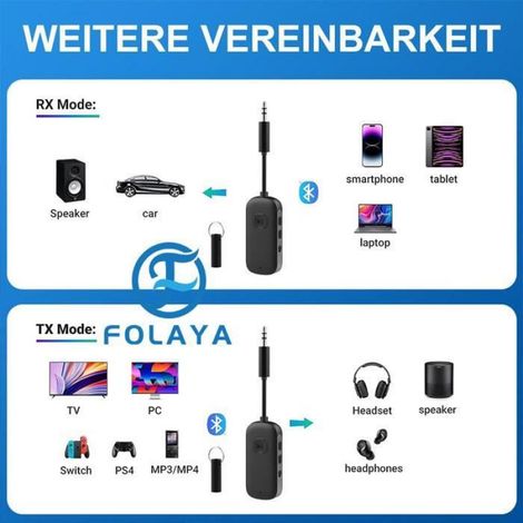 Adaptateur Bluetooth 5.3 - - 2 en 1 - Emetteur et Recepteur - Jack 3.5 - Multi-appareils (1/4)