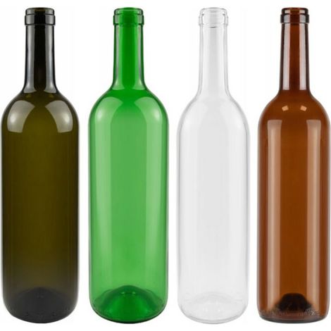 Bouteille Vin Clair - Verre Transparent Vert Olive - Pour Vin Blanc Rouge Rosé - 750 ml - Bouchon Liège Naturel - Par 1 (1/5)