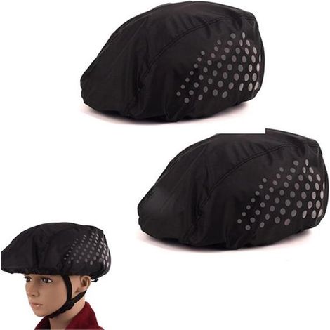 Sur-casques de vélo réfléchissants - lot de 2 - imperméables et résistants à la pluie, légers - avec cordon de serrage, taille unique - noirs (1/5)