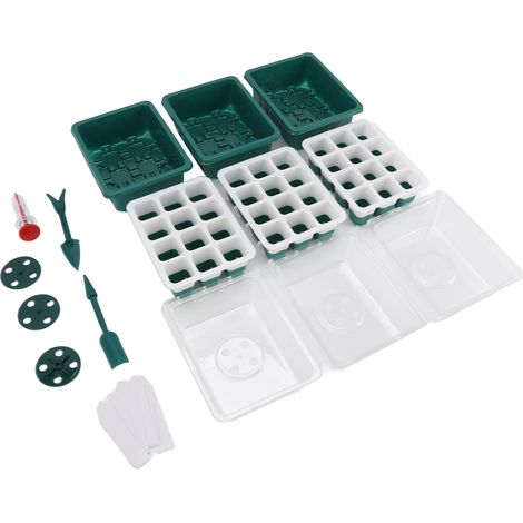 Lot de 3 plateaux de semis en silicone flexible avec cloche d'humidité et couvercles, kit démarrage intérieur serre jardin (1/5)