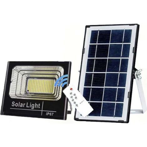 Projecteur solaire 65 W, projecteur extérieur avec télécommande, projecteur LED avec batterie intégrée, éclairage à panneau solaire (1/5)