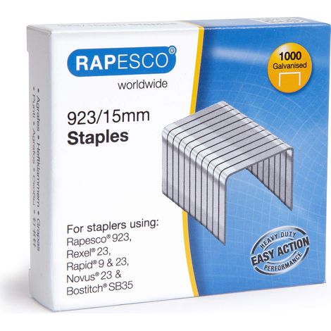 Rapesco 1239 Punti Galvanizzati Professionali Tipo 923/15 mm, Confezione da 1000 (1/2)