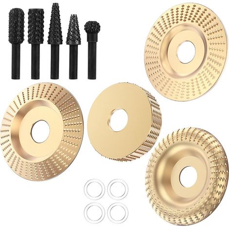 Kit de 13 disques à sculpter le bois, douille pour meuleuse d'angle, meule à bois, fraise, râpe, accessoires pour outil rotatif de polissage (1/5)