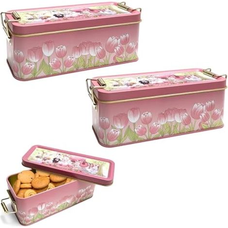 Boîte à pain de rangement, design rétro, étanche, résistante, avec couvercle, pour biscuits, pain, petits pains et gâteaux, lot de 2, 16 × 6 × 6 cm (1/5)