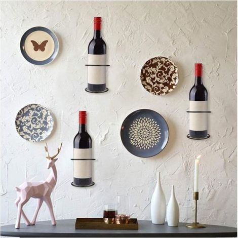Lot de 2 porte-bouteilles muraux, étagère à bouteilles individuelles, casier à vin mural, rangement pour vin pour bar à domicile (1/4)