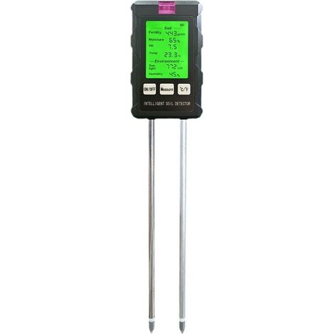 Outil professionnel d'analyse des sols avec écran LCD, capteur d'humidité et de lumière du soleil pour l'agriculture, testeur de sol 6 en 1 avec pH et température-AquaForge (1/5)