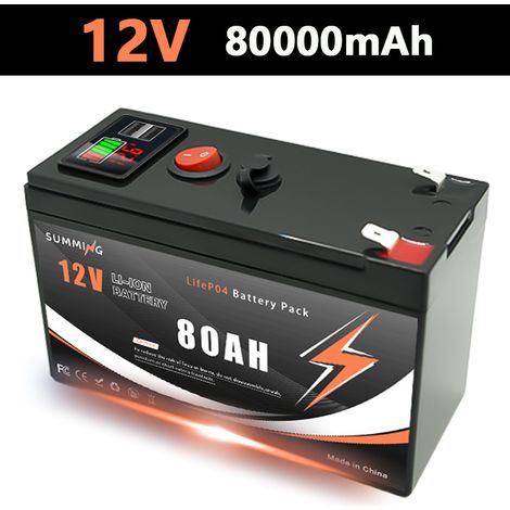 Brand new 18650 assembled 12V 3S7P lithium-ion battery with plastic casing, LiFePO4, suitable for home and outdoor use - 80AH - 12.6V