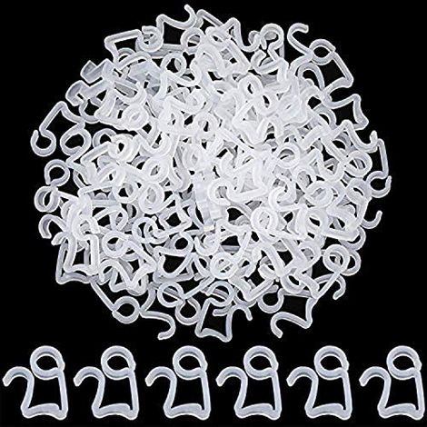 Packung mit 100 weißen Kunststoff-Aufhängehaken für Weihnachtsbeleuchtung zur Befestigung an Dachrinnen und Dachziegeln. Für den Außenbereich geeignet. (1/5)