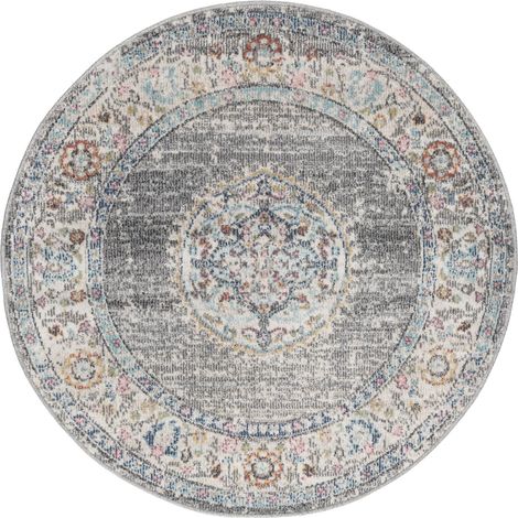 FLOORNOVO In- & Outdoor Teppich rund - Ø 120 cm - Flachgewebe für Garten Balkon Terrasse und Innenbereich - Robust & Pflegeleicht - vielseitig einsetzbar im Innen- und Außenbereich (1/2)