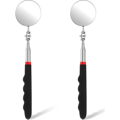 2PCS Miroirs D'Inspection Voiture Avec Poignée Télescopique Extensible Miroir Telescopique Circulaire Réparation Rotation à 360 Degrés Avec Poignée Allongée Pour Techniciens (1/5)