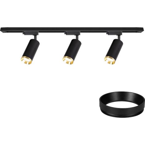 Kit rail monophasé en saillie noir et doré 1 m 3 spots GU10 10 W MICA Milagro (1/5)