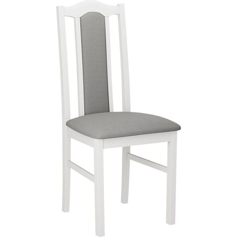 Chaise Victorville 144, Blanc, 97x43x40cm, Tissu, En bois, Bois, Mobilier déjà assemblé