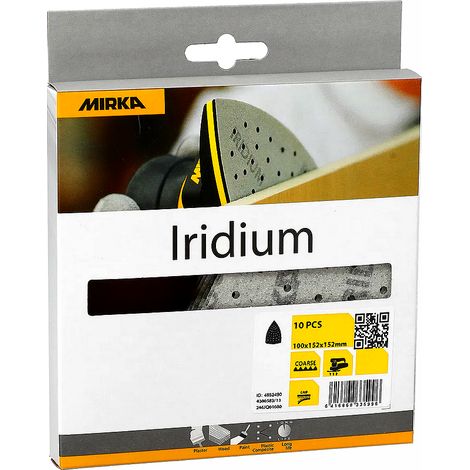 Disques abrasifs Iridium MIRKA Triangle 100 x 152 x 152 mm 36 trous - boîte de 10 Épaisseur du grain: P 180 (Fin: Finition soignée) (1/2)