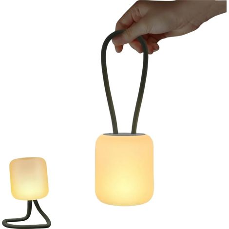 Lampe de camping flexible dimmable rechargeable pour tente et extérieur vert avec socle et suspension