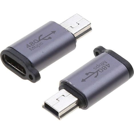 Adaptateur USB-C Femelle vers Micro USB Mâle - Convertisseur Type-C vers Mini USB - Compatible avec Smartphones et Tablettes (1/4)