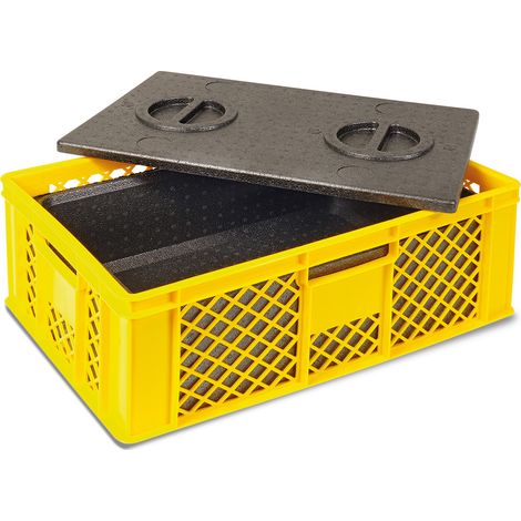 BRB Corbeille empilable avec boîte isolante en EPP Jaune 600 x 400 x 240 mm