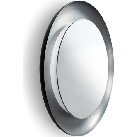 Paco Home Miroir LED avec éclairage lampe miroir interrupteur tactile lampe salle de bain Gris, Ø60cm