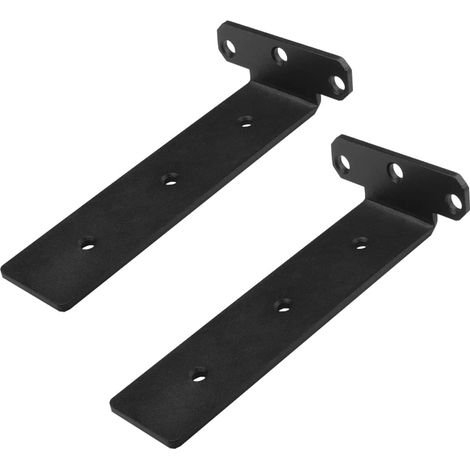 Lot de 2 supports d'étagère muraux en métal noir,forme L,angle droit,20 cm,épais et robustes (1/5)