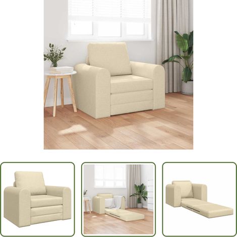 vidaXL Canapé-Lit Crème 98 x 71 x 83 cm tissu (1/5)