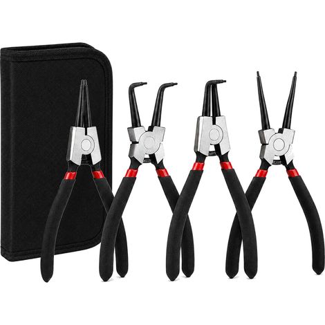 Lot de 4 pinces à circlips 17,8 cm droite/courbée interne et externe (1/5)