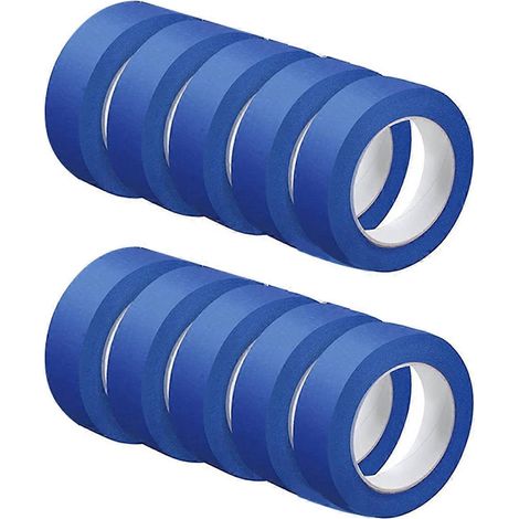10 rouleaux de ruban de masquage bleu pour peintre, ruban de masquage sans danger pour les murs, 1,2 pouce x 55 yards (1/5)