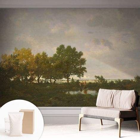 Tapete Vliestapete mit Kleber - Wanddekoration Wohnzimmer - Tapete Schlafzimmer Waldlandschaft 312x219 cm (1/5)