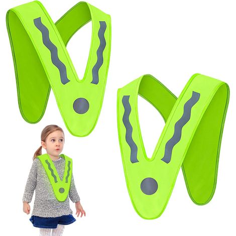 Lot de 2 gilets de sécurité réfléchissants pour enfants, lavables et visibles pour vélo, école et sport