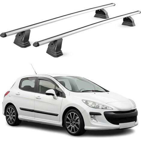 OMAC Aluminium Dachträger Querträger für Peugeot 308 I Schrägheck Kombi 2007-2013 – TÜV / DIN 75302:2019 – Abschließbar – T-Nut – Max. 75 kg – 2 Stangen – Silber (1/5)