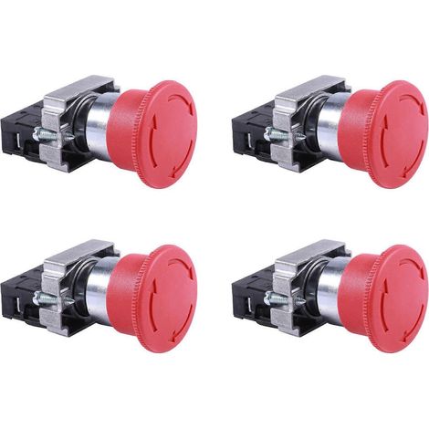 4 boutons-poussoirs d'arrêt d'urgence champignon rouge 22 mm NC 600 V 10 A ZB2-BE102C XB2-BS542X1 (1/5)