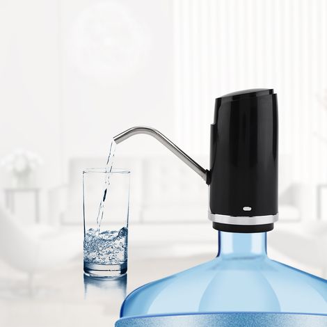 Tragbarer, per USB aufladbarer Wasserspender für Flaschen, berührungslose elektrische Wasserpumpe, für Zuhause, Küche oder Büro, schwarz (1/5)