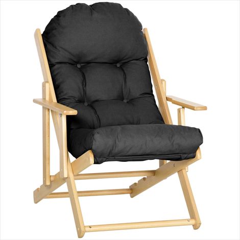 Banc de salle à manger Chaise lounge en bois d'hévéa avec coussin (1/5)
