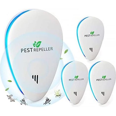 Ultraschall-Mäuseabwehrgerät, Mückenabwehrgerät, Insektenabwehr, Kakerlakenabwehr, Rattenabwehr, Ameisenabwehr, Spinnenabwehrgerät, 4er-Pack (1/5)