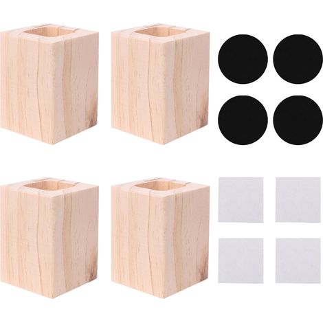 Pied de meuble carré en bois en 4 pièces pour lit et canapé, rehaussant le lit de 1,97 pouces. (1/5)