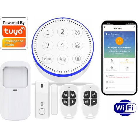 Alarma inalámbrica compacta RTX con sensores PIR, interruptor de láminas, controles remotos WiFi TUYA (1/5)
