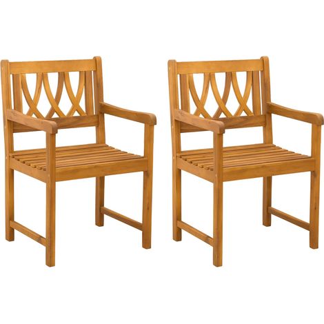 vidaXL Garden Chairs 2 pcs Natural Solid Acacia Wood