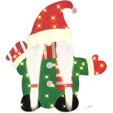 Gnome Iluminado Cálido 71 x 64 cm Tela de Brillantina vidaXL