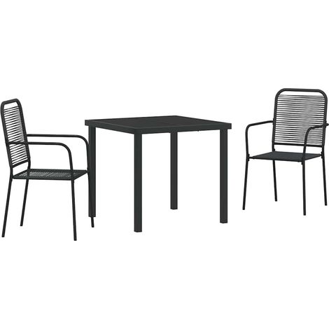 Garden Dining Set 3 pcs Black Cotton rope and steel vidaXL (1/5)