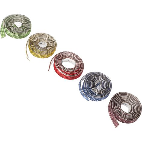 Lot de 5 bandes de strass, 1 cm de large, ruban adhésif en cristal scintillant, pour la décoration de vêtements à faire soi-même. (1/5)