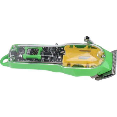 Tondeuse à cheveux électrique avec 8 sabots de guidage, rechargeable par USB, professionnelle, transparente verte (1/5)
