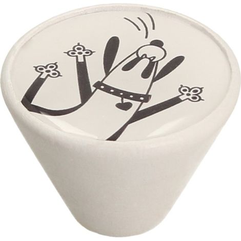 Pomo GD09, blanco mate, perro 2 (1/5)