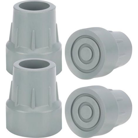 Embouts béquille 25mm - 4 pièces, gris, caoutchouc robuste, antidérapant universel - Convient pour béquilles, déambulate Étiquette (1/5)