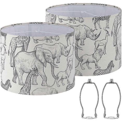 Ensemble de 2 abat-jour cylindriques, compatibles avec les lampes de table, les lampadaires et les suspensions. Abat-jour en forme de harpe. WHBYV (1/4)